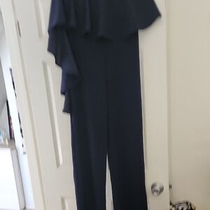 Fashion Nova Midnight Blue Ruffled Jumpsuit